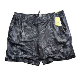 All in motion men's training athletic sports shorts black gray snakeskin  & XXL